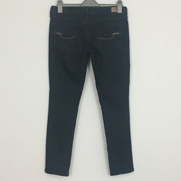 Levis Womens 10 Black Studded Embroidered Mid Rise Cotton Blend Skinny Jeans - Picture 3 of 11